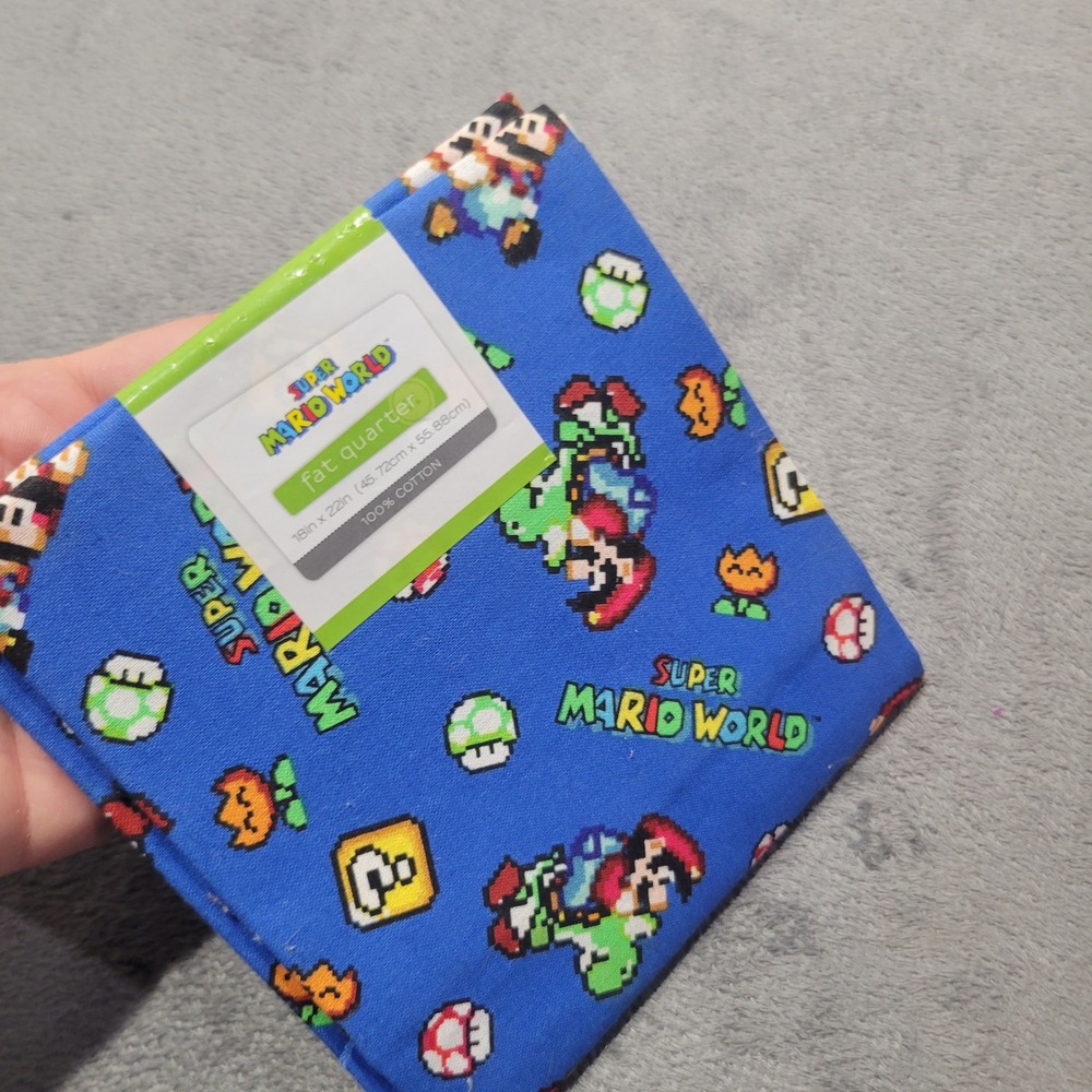 Nintendo Fabric Fat Quarter Unisex Blue Super Mario World‎ Retro Toss Cotton